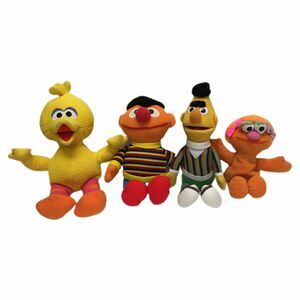 Lot of 4 Sesame Street Stuffed Animals Plush - Big Bird, Bert, Ernie, Zoe